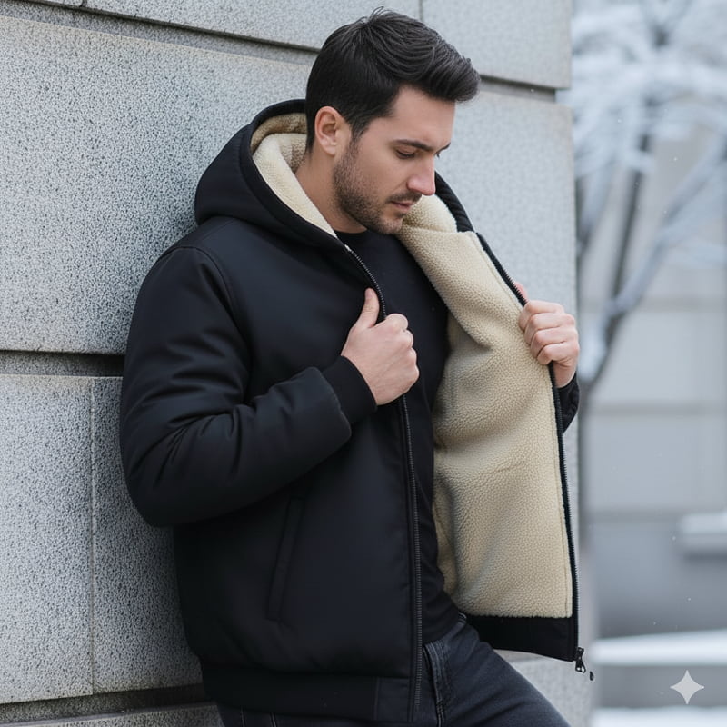 کاپشن مردانه مشکی داخل تمام خز مدل adidas-مشکی